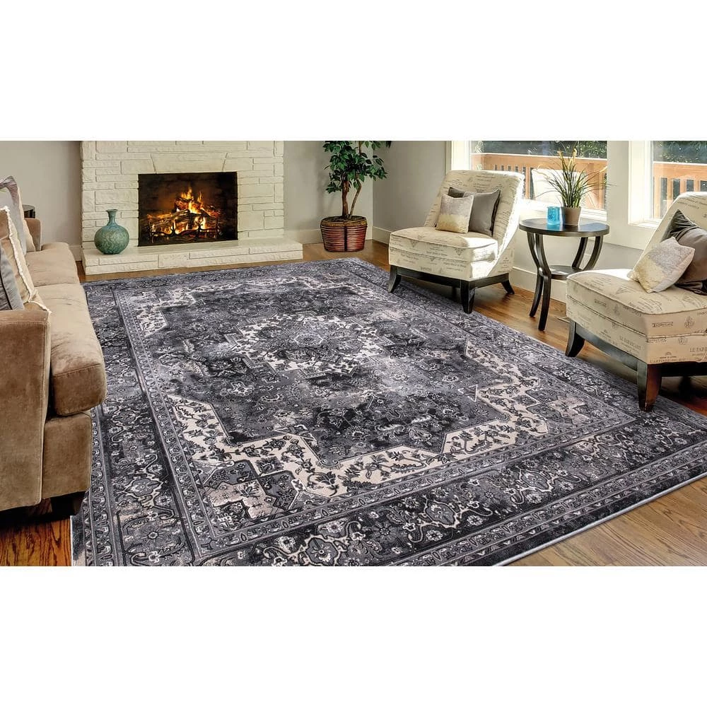 Angora Anthracite 8 ft. x 10 ft. Medallion Area Rug by Home Decorators Collection 7 Angora Anthracite 8 ft. x 10 ft. Medallion Area Rug by Home Decorators Collection - Image 7