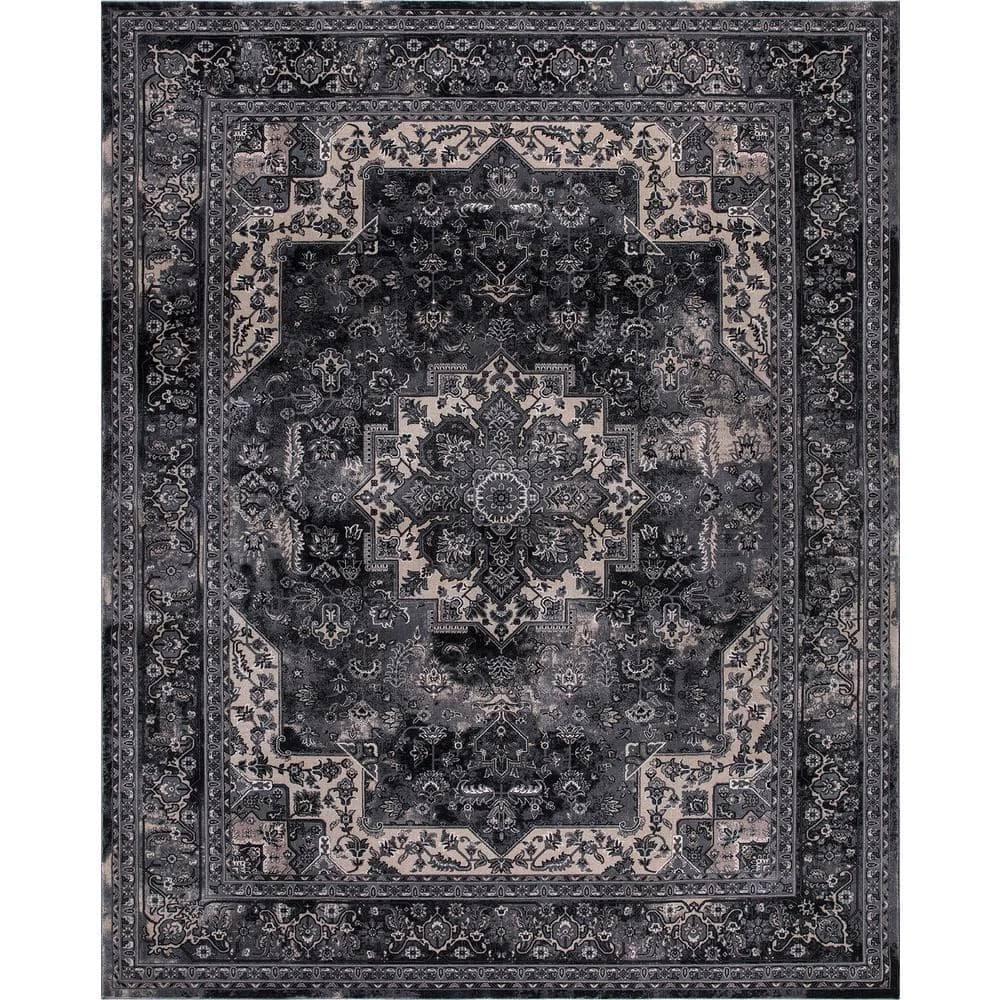 Angora Anthracite 8 ft. x 10 ft. Medallion Area Rug by Home Decorators Collection 1 Angora Anthracite 8 ft. x 10 ft. Medallion Area Rug by Home Decorators Collection