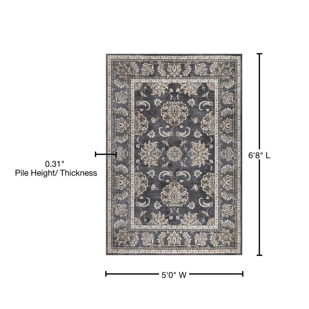 Carlisle Anthracite 5 ft. x 6 ft. 8 in. Area Rug by Home Decorators Collection 9 Carlisle Anthracite 5 ft. x 6 ft. 8 in. Area Rug by Home Decorators Collection - Image 9