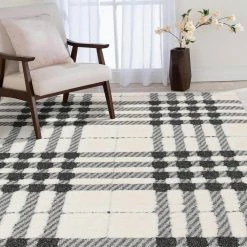Newburry Black and White 2 ft. x 4 ft. Menswear Polypropylene Area Rug by Home Decorators Collection -Home Decorators Store black white home decorators collection area rugs 5650 290 20hdc e1 1000