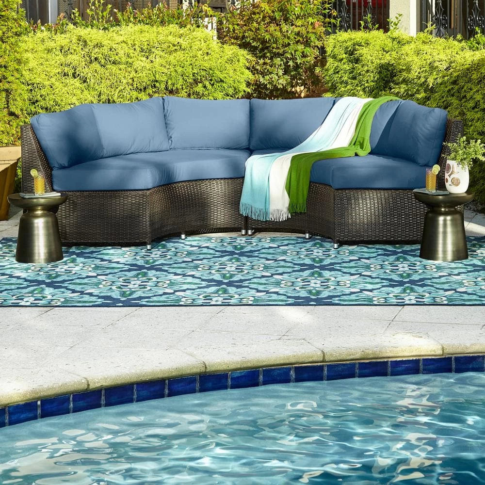 Bayview Blue/Aqua 5 ft 3 in x 7 ft 6 in Outdoor Area Rug by Home Decorators Collection 8 Bayview Blue/Aqua 5 ft 3 in x 7 ft 6 in Outdoor Area Rug by Home Decorators Collection - Image 8