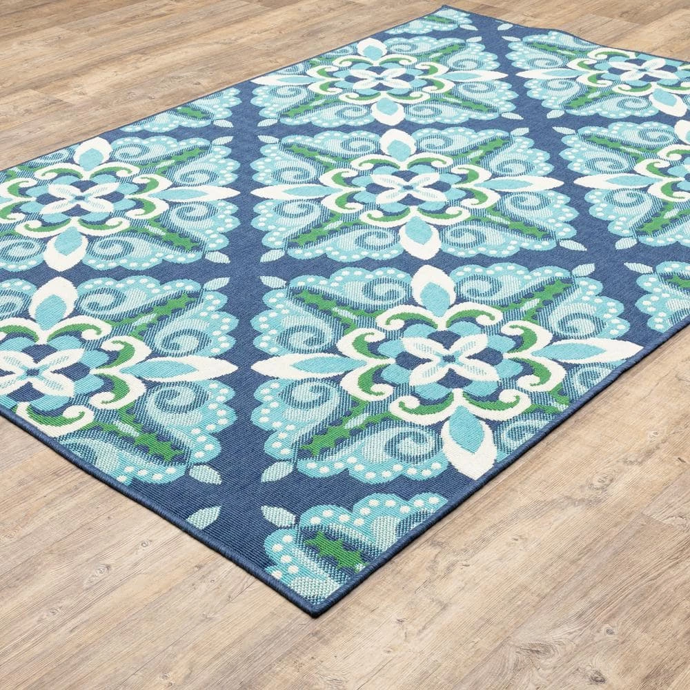 Bayview Blue/Aqua 5 ft 3 in x 7 ft 6 in Outdoor Area Rug by Home Decorators Collection 3 Bayview Blue/Aqua 5 ft 3 in x 7 ft 6 in Outdoor Area Rug by Home Decorators Collection - Image 3