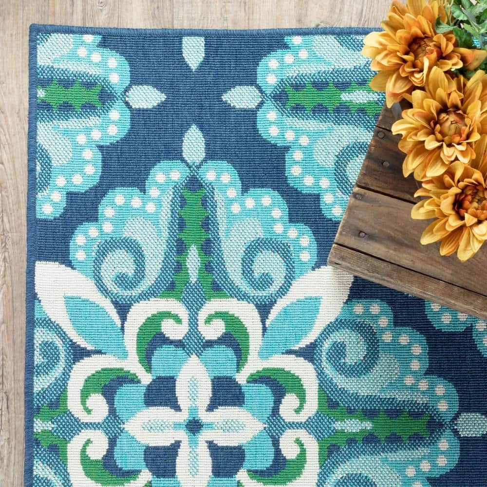 Bayview Blue/Aqua 5 ft 3 in x 7 ft 6 in Outdoor Area Rug by Home Decorators Collection 9 Bayview Blue/Aqua 5 ft 3 in x 7 ft 6 in Outdoor Area Rug by Home Decorators Collection - Image 9