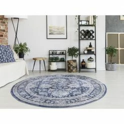 Dahliya Blue 5 ft. Round Area Rug by Home Decorators Collection -Home Decorators Store blue home decorators collection area rugs 82660 c3 1000