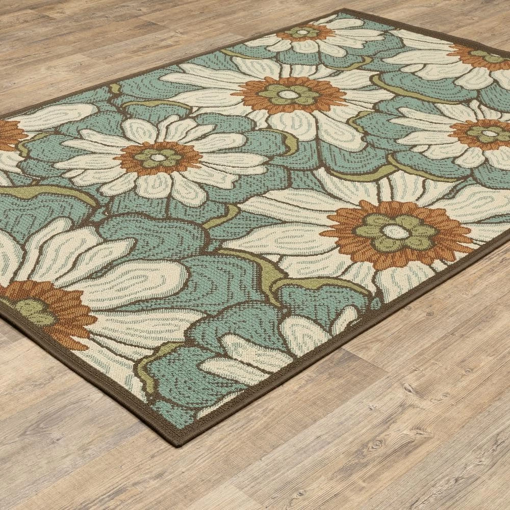 Jubilee Blue White 7 ft. x 10 ft. Indoor/Outdoor Area Rug by Home Decorators Collection 4 Jubilee Blue White 7 ft. x 10 ft. Indoor/Outdoor Area Rug by Home Decorators Collection - Image 4