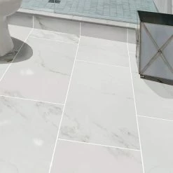 Carrara 12 in. x 24 in. Polished Porcelain Stone Look Floor and Wall Tile (16 sq. ft./Case) by Home Decorators Collection -Home Decorators Store carrara home decorators collection porcelain tile nhdcarr1224p c3 1000
