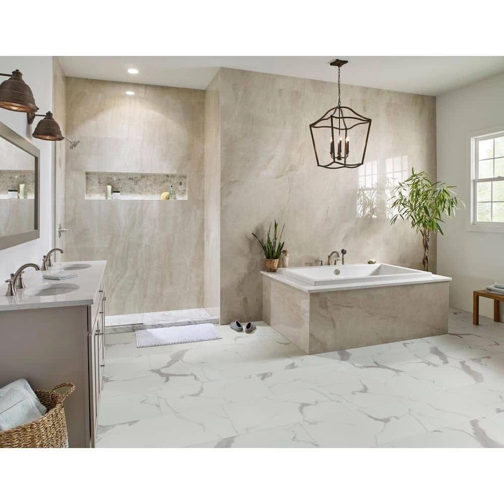 Carrara Luciano 11.81 in. W x 23.62 in. L Rigid Core Click Lock Luxury Vinyl Tile Flooring (19.37 sq. ft./case) by Home Decorators Collection 2 Carrara Luciano 11.81 in. W x 23.62 in. L Rigid Core Click Lock Luxury Vinyl Tile Flooring (19.37 sq. ft./case) by Home Decorators Collection - Image 2