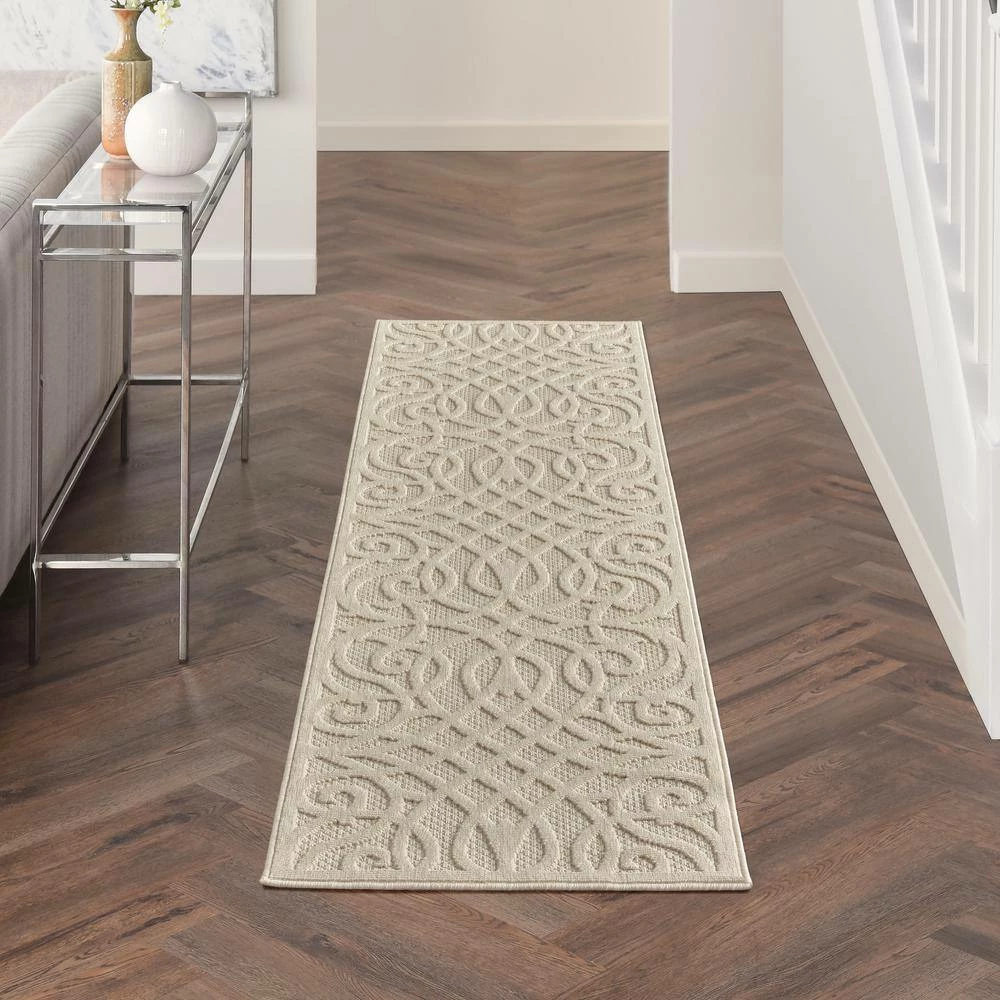 Palamos Cream 2 ft. x 8 ft. Geometric Contemporary Indoor/Outdoor Runner Rug by Home Decorators Collection 2 Palamos Cream 2 ft. x 8 ft. Geometric Contemporary Indoor/Outdoor Runner Rug by Home Decorators Collection - Image 2