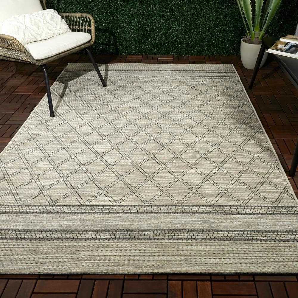 Traverse Gray 8 ft. x 10 ft. Trellis Polypropylene Area Rug by Home Decorators Collection 2 Traverse Gray 8 ft. x 10 ft. Trellis Polypropylene Area Rug by Home Decorators Collection - Image 2