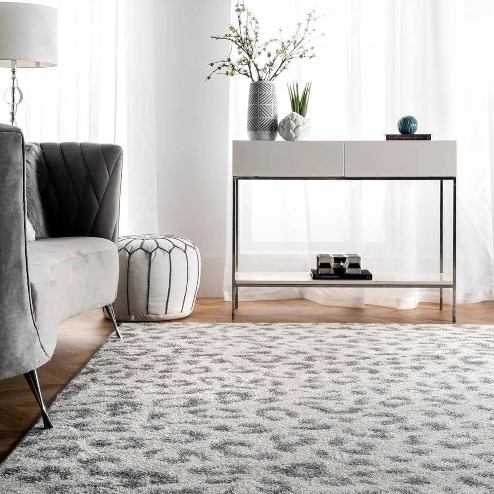 Sebastian Leopard Print Gray 10 ft. x 14 ft. Area Rug by Home Decorators Collection 4 Sebastian Leopard Print Gray 10 ft. x 14 ft. Area Rug by Home Decorators Collection - Image 4