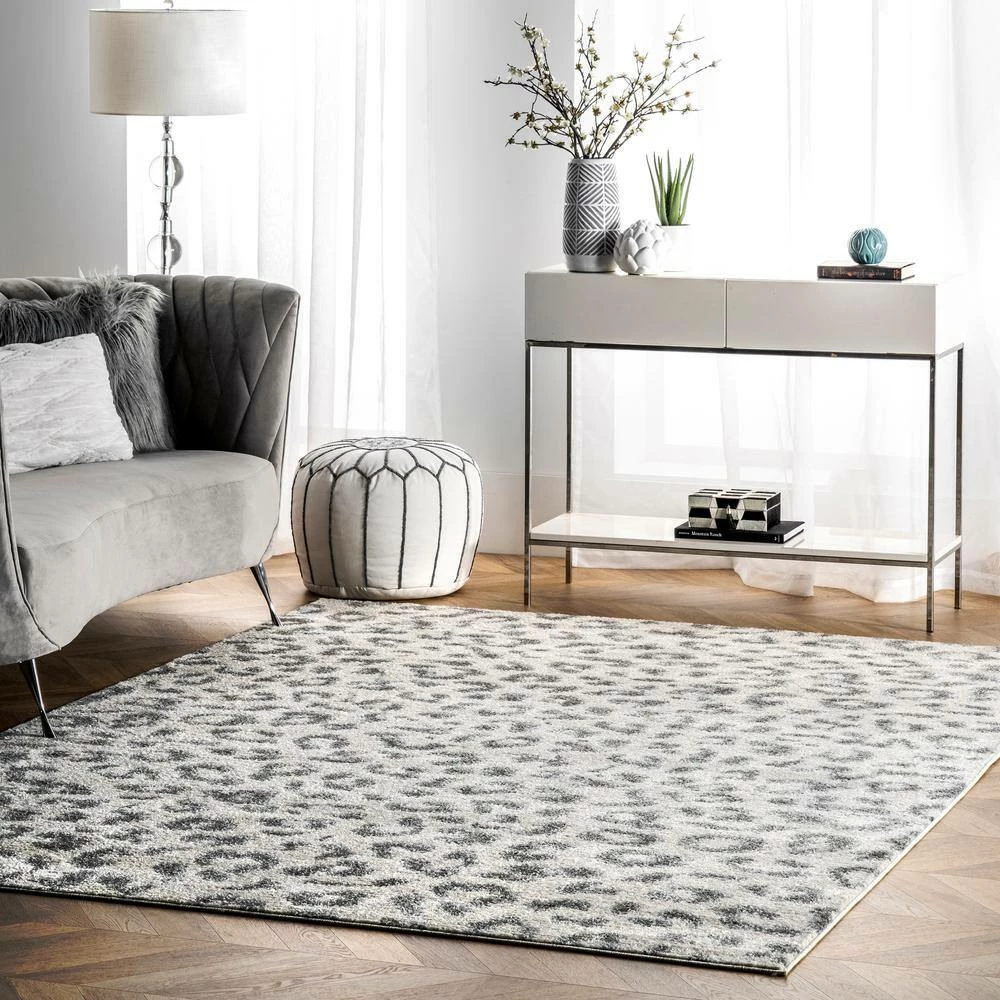 Sebastian Leopard Print Gray 10 ft. x 14 ft. Area Rug by Home Decorators Collection 2 Sebastian Leopard Print Gray 10 ft. x 14 ft. Area Rug by Home Decorators Collection - Image 2