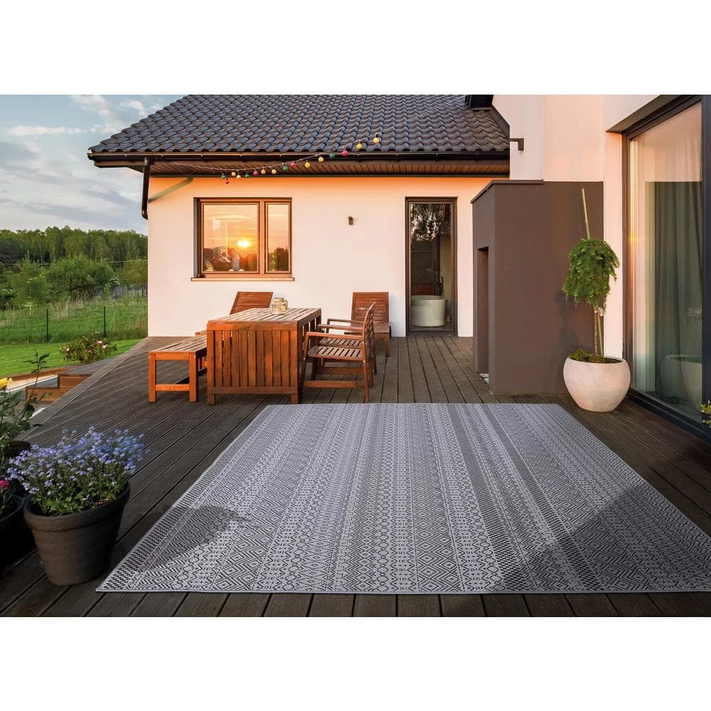 Rhapsody Gray 8 ft. x 10 ft. Indoor/Outdoor Area Rug by Home Decorators Collection 14 Rhapsody Gray 8 ft. x 10 ft. Indoor/Outdoor Area Rug by Home Decorators Collection - Image 14
