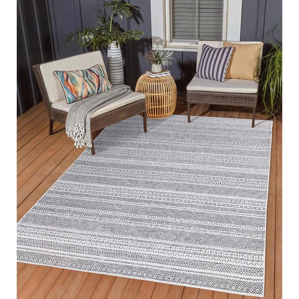 Rhapsody Gray 8 ft. x 10 ft. Indoor/Outdoor Area Rug by Home Decorators Collection 8 Rhapsody Gray 8 ft. x 10 ft. Indoor/Outdoor Area Rug by Home Decorators Collection - Image 8