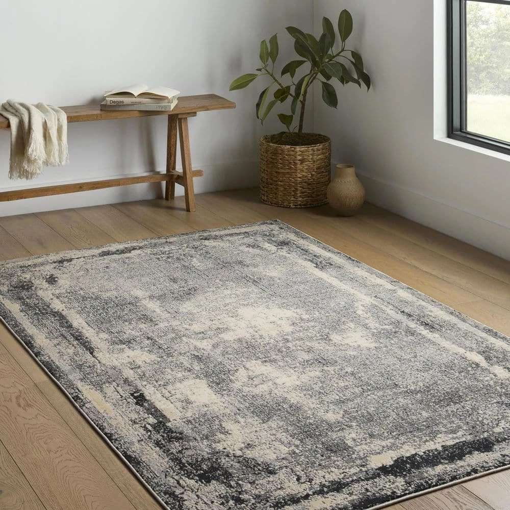 Warner Grey/Charcoal 7 ft. 9 in. x 10 ft. 10 in. Abstract Polypropylene/Polyester Area Rug by Home Decorators Collection 2 Warner Grey/Charcoal 7 ft. 9 in. x 10 ft. 10 in. Abstract Polypropylene/Polyester Area Rug by Home Decorators Collection - Image 2