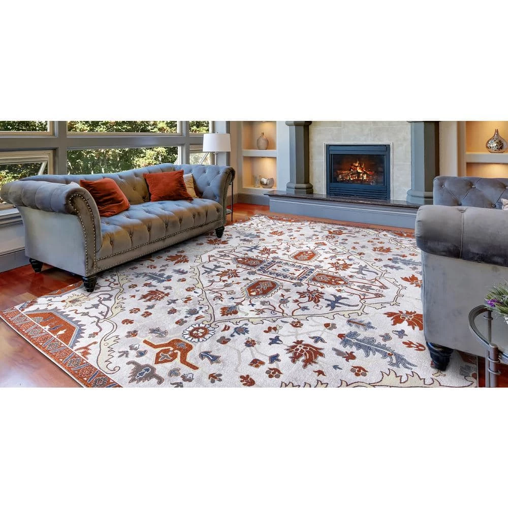 Talya Ivory/Red 8 ft. x 10 ft. Medallion Area Rug by Home Decorators Collection 7 Talya Ivory/Red 8 ft. x 10 ft. Medallion Area Rug by Home Decorators Collection - Image 7