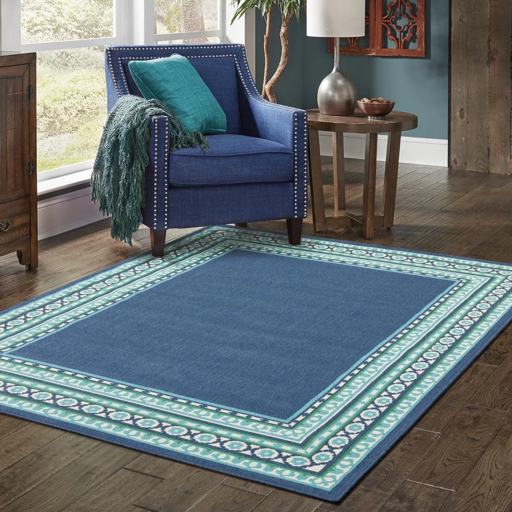 Tonga Navy 8 ft. x 11 ft. Indoor/Outdoor Area Rug by Home Decorators Collection 2 Tonga Navy 8 ft. x 11 ft. Indoor/Outdoor Area Rug by Home Decorators Collection - Image 2