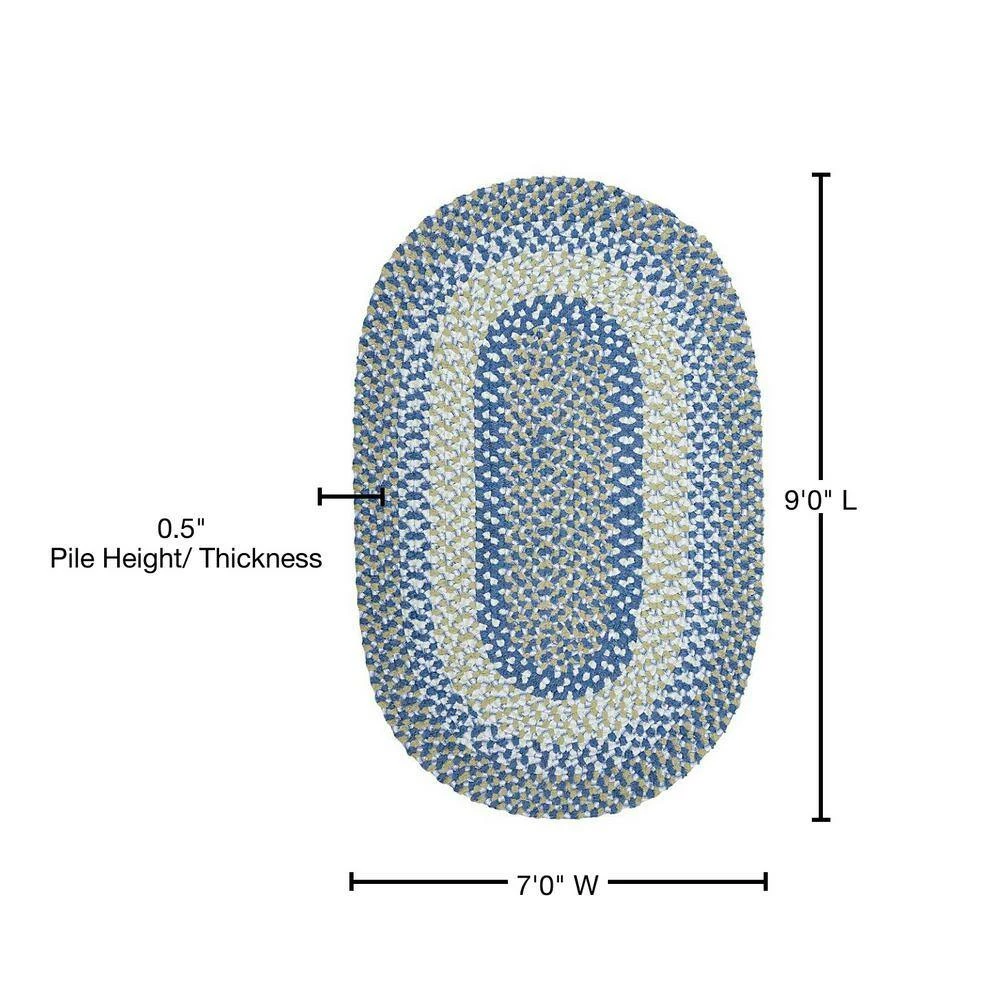 Island Ocean Blue 7 ft. x 9 ft. Oval Braided Area Rug by Home Decorators Collection 3 Island Ocean Blue 7 ft. x 9 ft. Oval Braided Area Rug by Home Decorators Collection - Image 3