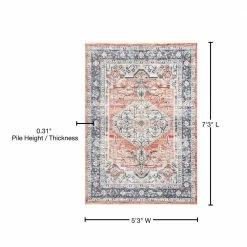Zara Medallion Orange 5 ft. x 7 ft. Area Rug by Home Decorators Collection -Home Decorators Store orange home decorators collection area rugs kksl05a 5307 76 1000