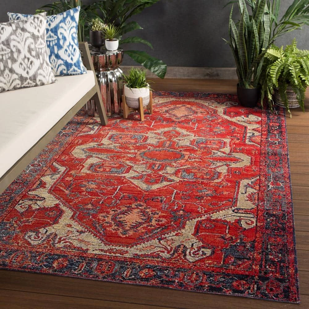 Polaris Red 7 ft. 6 in. x 9 ft. 6 in. Medallion Rectangle Area Rug by Home Decorators Collection 5 Polaris Red 7 ft. 6 in. x 9 ft. 6 in. Medallion Rectangle Area Rug by Home Decorators Collection - Image 5