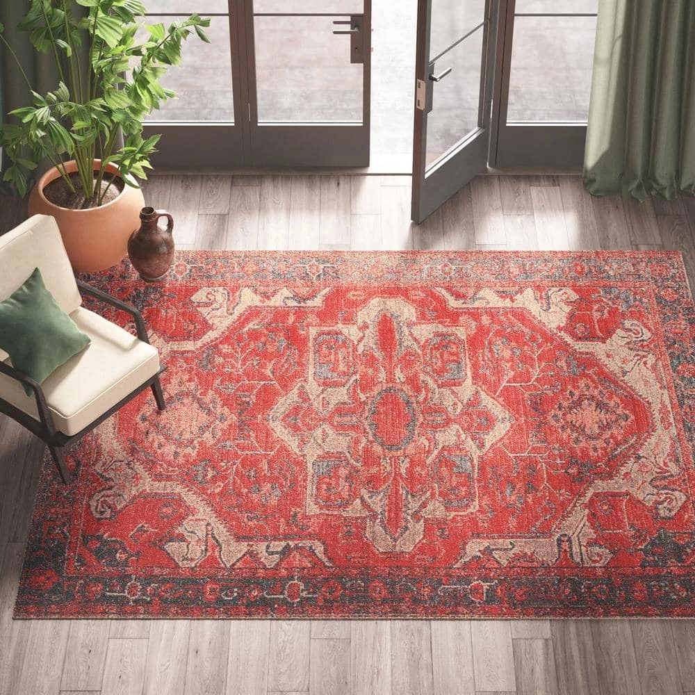 Polaris Red 7 ft. 6 in. x 9 ft. 6 in. Medallion Rectangle Area Rug by Home Decorators Collection 6 Polaris Red 7 ft. 6 in. x 9 ft. 6 in. Medallion Rectangle Area Rug by Home Decorators Collection - Image 6