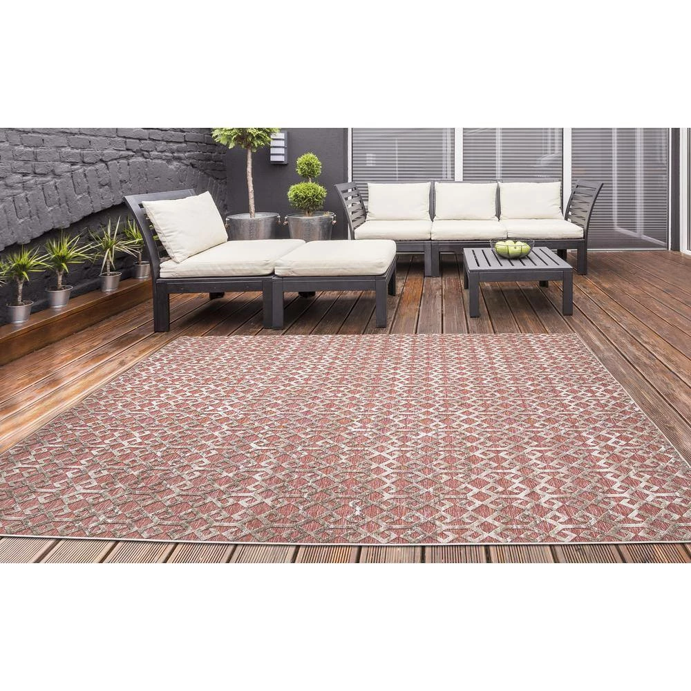 Ikat Rust 5 ft. x 7 ft. Indoor/Outdoor Area Rug by Home Decorators Collection 7 Ikat Rust 5 ft. x 7 ft. Indoor/Outdoor Area Rug by Home Decorators Collection - Image 7