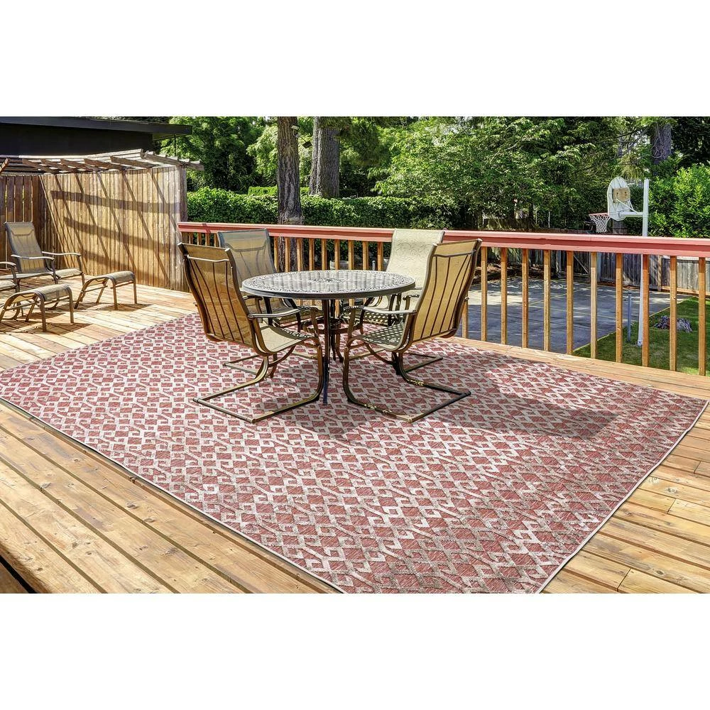 Ikat Rust 5 ft. x 7 ft. Indoor/Outdoor Area Rug by Home Decorators Collection 11 Ikat Rust 5 ft. x 7 ft. Indoor/Outdoor Area Rug by Home Decorators Collection - Image 11