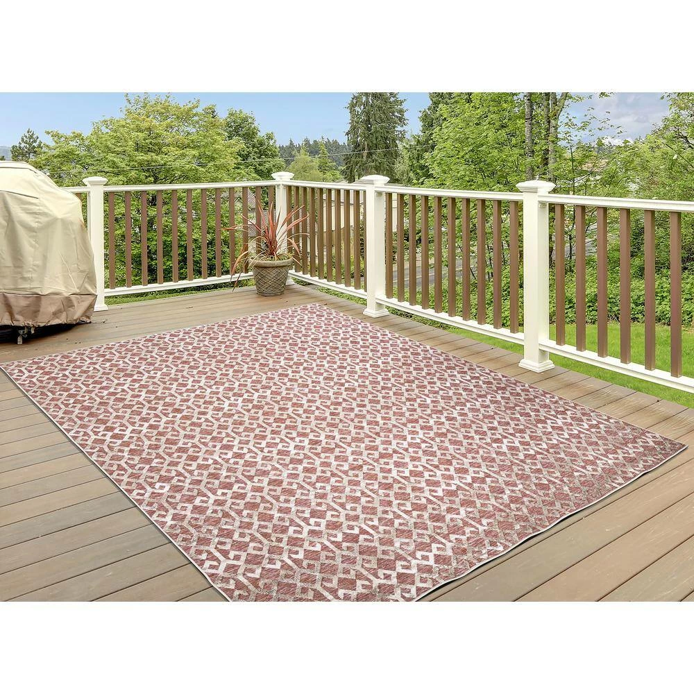 Ikat Rust 5 ft. x 7 ft. Indoor/Outdoor Area Rug by Home Decorators Collection 10 Ikat Rust 5 ft. x 7 ft. Indoor/Outdoor Area Rug by Home Decorators Collection - Image 10