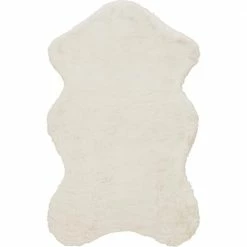 Piper Snow 3 ft. x 5 ft. Sheepskin Solid Polyester Area Rug by Home Decorators Collection