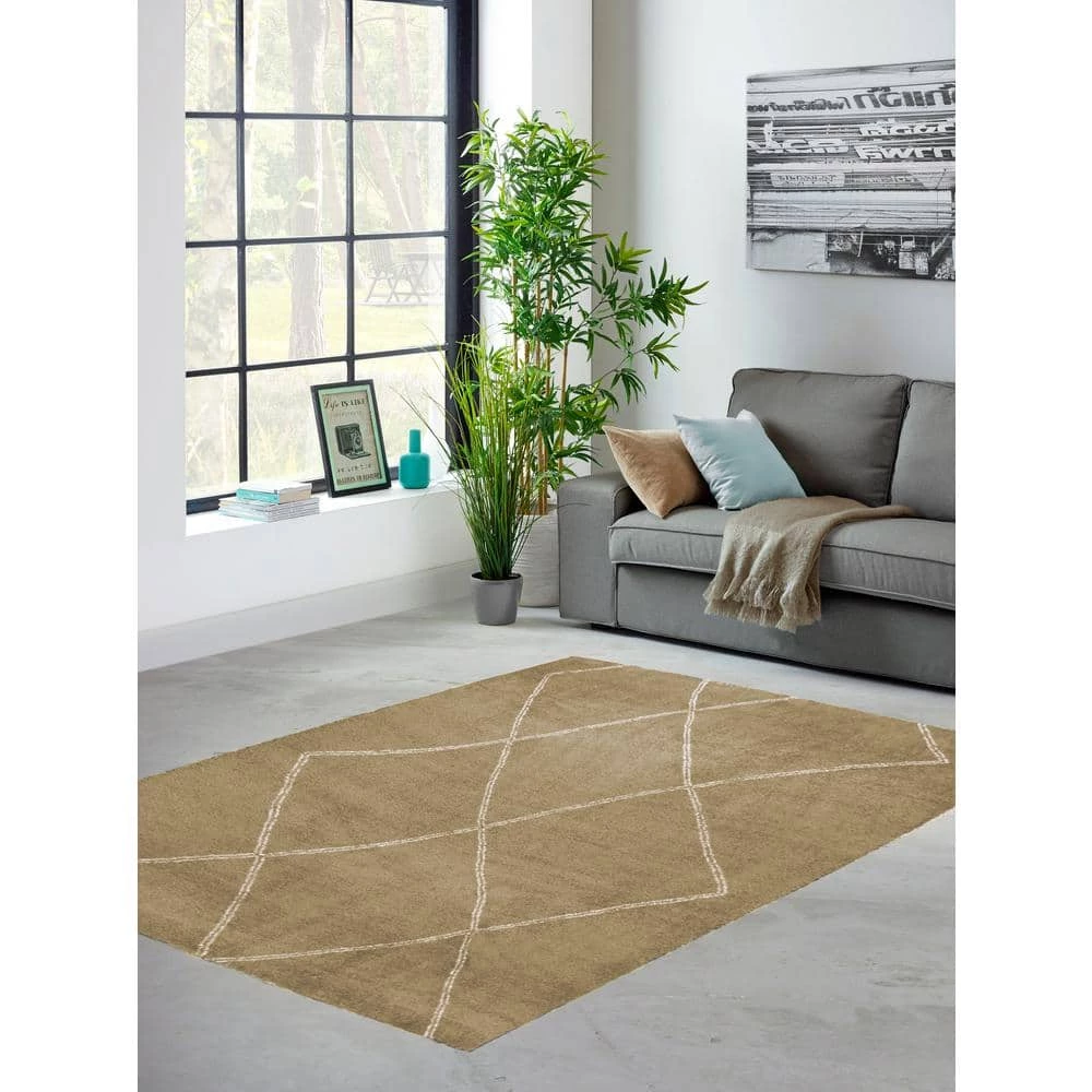 Diamond Maze Tan 8 ft. x 10 ft. Area Rug by Home Decorators Collection 4 Diamond Maze Tan 8 ft. x 10 ft. Area Rug by Home Decorators Collection - Image 4