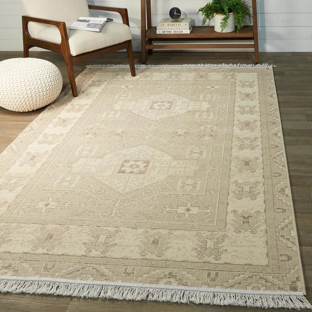 Decklyn Taupe 5 ft. x 7 ft. Oriental Fringe Area Rug by Home Decorators Collection 2 Decklyn Taupe 5 ft. x 7 ft. Oriental Fringe Area Rug by Home Decorators Collection - Image 2
