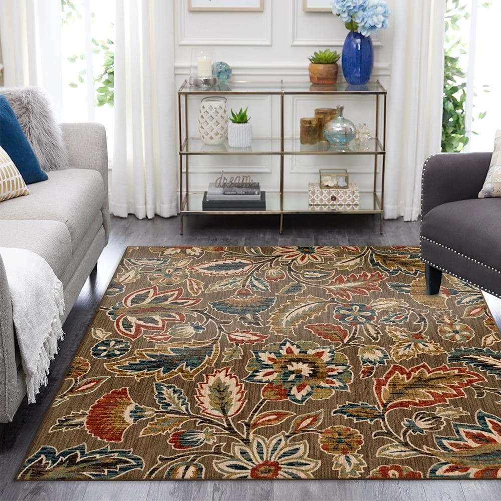 Elyse Taupe 8 ft. x 10 ft. Floral Area Rug by Home Decorators Collection 2 Elyse Taupe 8 ft. x 10 ft. Floral Area Rug by Home Decorators Collection - Image 2