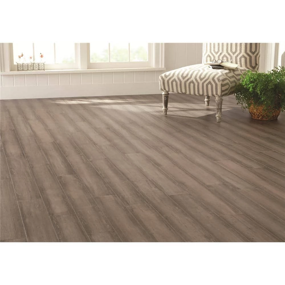 Hand Scraped Strand Woven Light Taupe 3/8 in. T x 5-1/8 in. W x 36 in. L Engineered Click Bamboo Flooring by Home Decorators Collection 2 Hand Scraped Strand Woven Light Taupe 3/8 in. T x 5-1/8 in. W x 36 in. L Engineered Click Bamboo Flooring by Home Decorators Collection - Image 2